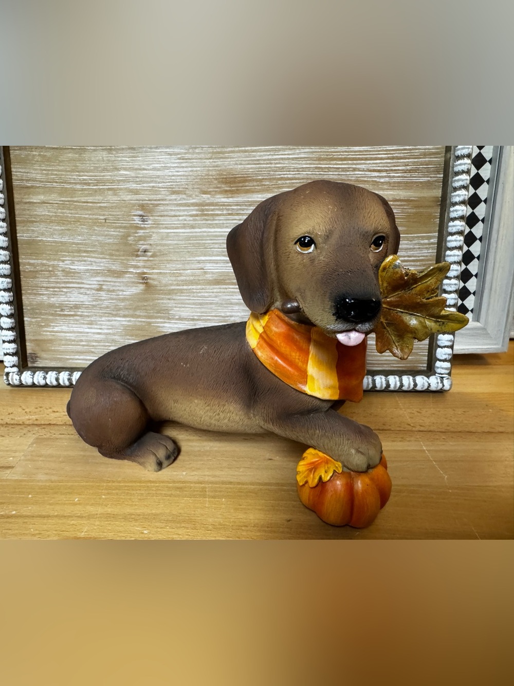 FALL Dachshund Resin Statue HALLOWEEN NWT